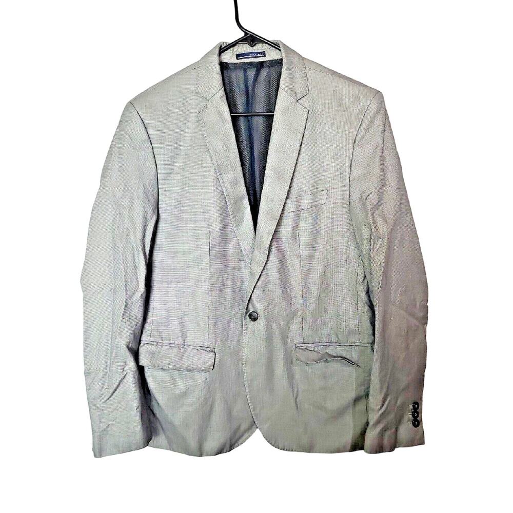Zara Man One Button Gray Sport Blazer Size 44 Cooling Mesh‎ Lined Micro Plaid